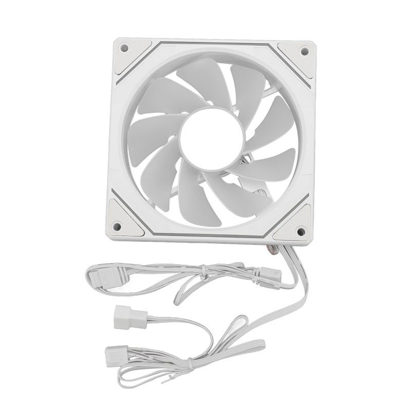 Computer Cooling Fan ARGB PWM Temperature Control High Airflow Silent Chassis Cooling Fan for CPU Cooler Computer Case Reverse Fan Blade, White - Image 4