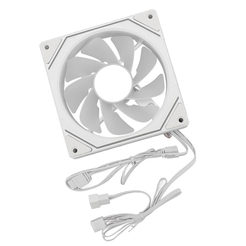 Computer Cooling Fan ARGB PWM Temperature Control High Airflow Silent Chassis Cooling Fan for CPU Cooler Computer Case Reverse Fan Blade, White - Image 5
