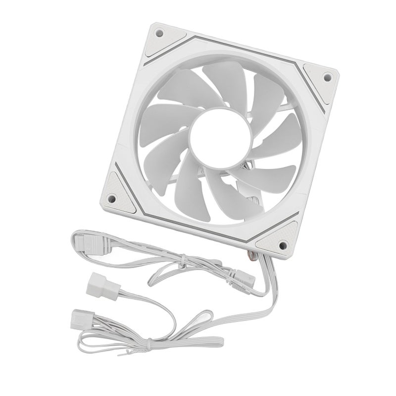 Computer Cooling Fan ARGB PWM Temperature Control High Airflow Silent Chassis Cooling Fan for CPU Cooler Computer Case Reverse Fan Blade, White - Image 3