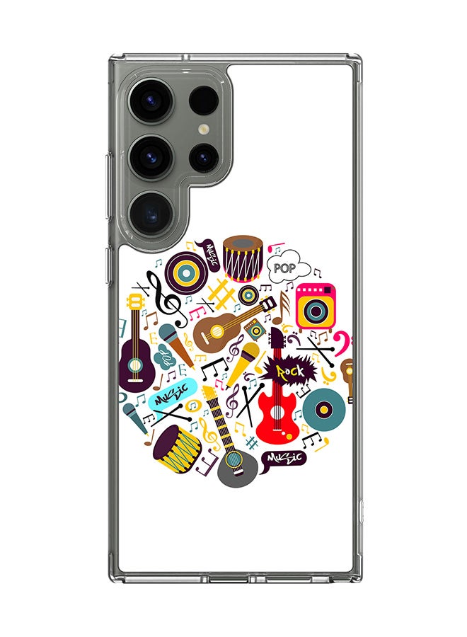 Stylizedd Classic Clear Case for Samsung Galaxy S24 Ultra , Hybrid Soft Case Flexible Edges Anti Drop TPU PC Gel Thin Transparent Cover - Muscial Instruments - Image 1