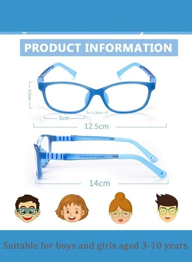 Kids Blue Light Blocking Glasses Silicon Material Light Weight Frame Anti Eyestrain UV Blocking Eyeglasses for 3 to 10 Year Old Boys Girls Reading Gaming Computer School Home Use Blue - Image 2