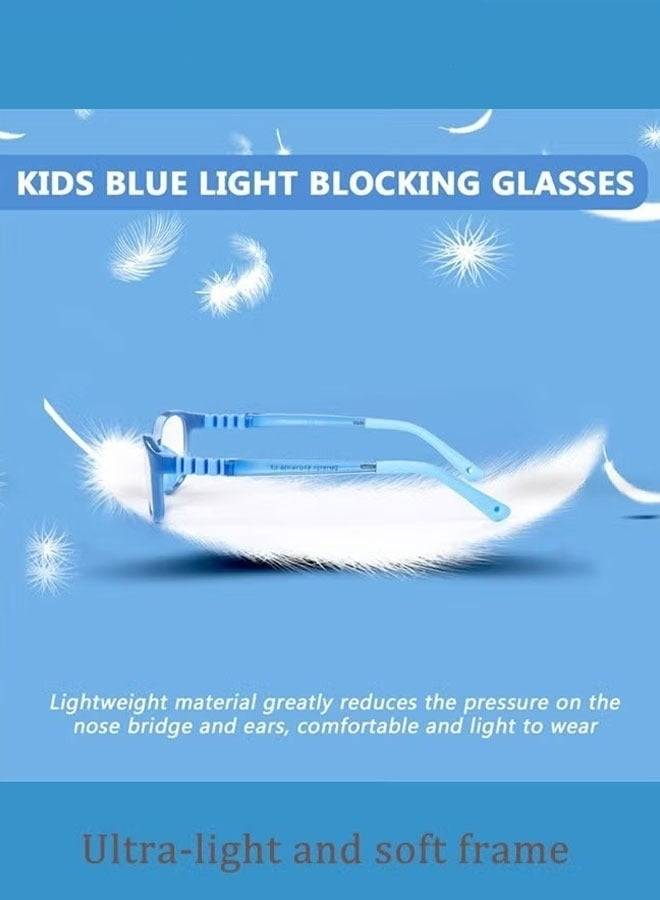 Kids Blue Light Blocking Glasses Silicon Material Light Weight Frame Anti Eyestrain UV Blocking Eyeglasses for 3 to 10 Year Old Boys Girls Reading Gaming Computer School Home Use Blue - Image 3
