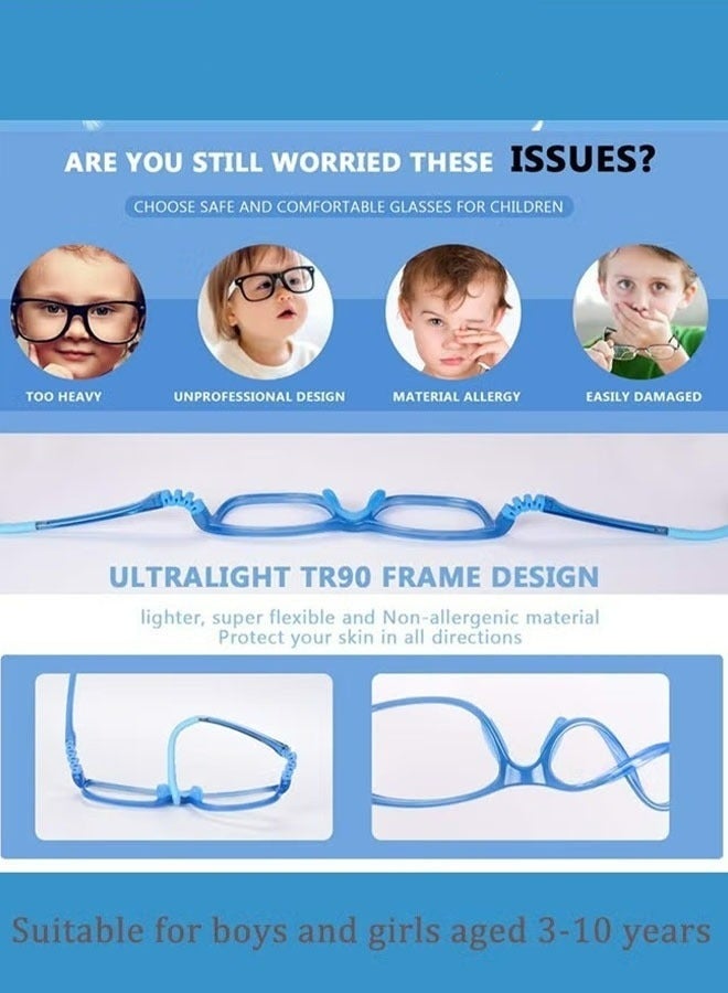 Kids Blue Light Blocking Glasses Silicon Material Light Weight Frame Anti Eyestrain UV Blocking Eyeglasses for 3 to 10 Year Old Boys Girls Reading Gaming Computer School Home Use Blue - Image 5