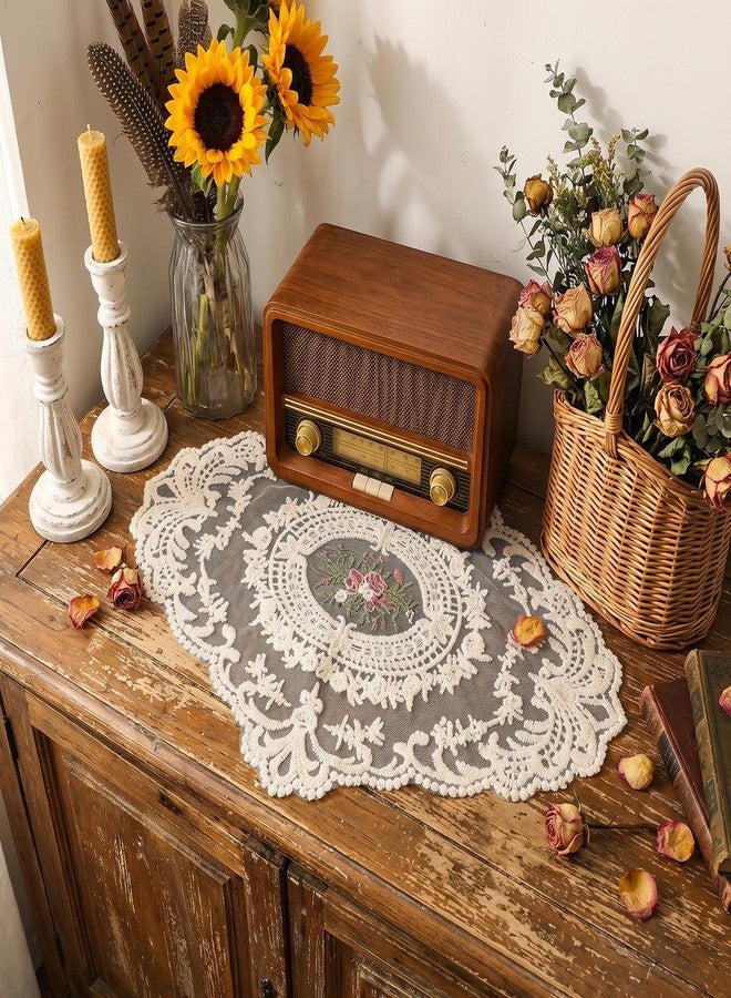 Nogeqi 3 Pcs Lace Doilies, Vintage Crochet Doilies for Tables, 3 Styles Retro Lace Placemats, Flower Crochet Coasters for Tea Party Cup Mat Dining Room Wedding Cup Vase Desserts Decoration - Image 4