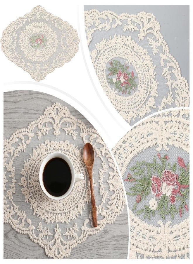 Nogeqi 3 Pcs Lace Doilies, Vintage Crochet Doilies for Tables, 3 Styles Retro Lace Placemats, Flower Crochet Coasters for Tea Party Cup Mat Dining Room Wedding Cup Vase Desserts Decoration - Image 5