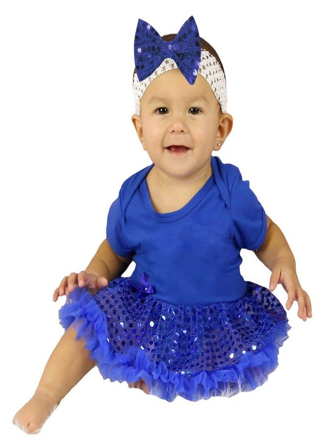 Petitebella Single Color Bodysuit Sequins Tutu Baby Dress Nb-18m (Blue, 6-12 Months) - Image 1