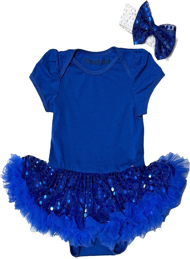 Petitebella Single Color Bodysuit Sequins Tutu Baby Dress Nb-18m (Blue, 6-12 Months) - Image 3