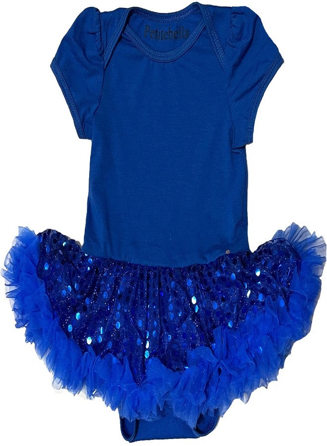 Petitebella Single Color Bodysuit Sequins Tutu Baby Dress Nb-18m (Blue, 6-12 Months) - Image 2