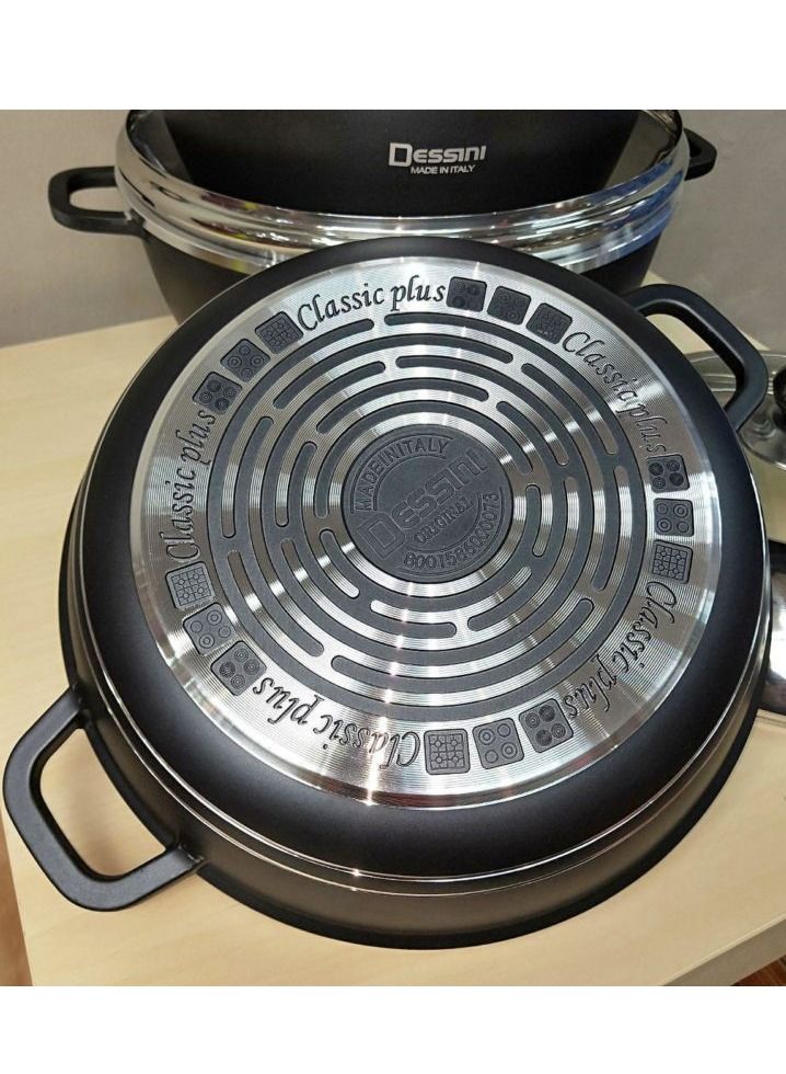 DubaiGallery طقم أواني طهي غير لاصقة 10 قطع من ديسيني باللون الأسود 1 × قدر (20) ، قدر (24) ، قدر (28) ، قدر (32) ، قدر ضحل (28) سم باللون الأسود - Image 4