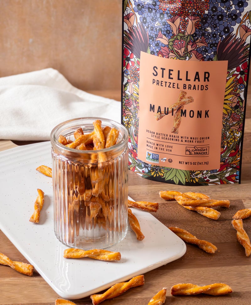 Stellar Snacks Pretzel Braids, Maui Monk Sweet Onion, 5 Oz (Pack of 6), Gourmet Pretzel Sticks, Vegan, Kosher, Non GMO, Peanut Free, Healthy Snack - Image 5