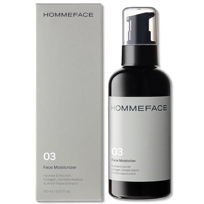 HOMMEFACE مرطب وجه يومي للرجال من هوم فيس، 5.07 أونصة سائلة - لوشن وجه مرطب ومغذي - تقنية العناية بالبشرة الكورية مع الكولاجين، هازل الساحرة ومستخلصات السيكا - Image 1