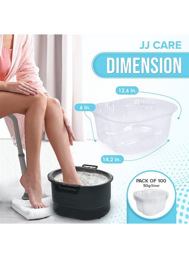 JJ CARE Pedicure Liners Disposable [Pack of 100] 14.2" W x 12.6" L x 5.9" D - Universal Pedicure Liners, Liner for Foot Bath Soaks Pedi Bath Liners, Foot Tub Liner Pedicure for Foot Spa Basin - Image 3