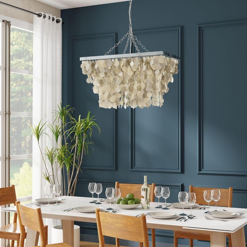 Kouboo KOUBOO 1050053 Rectangular Capiz Chandelier Champagne  - Image 5