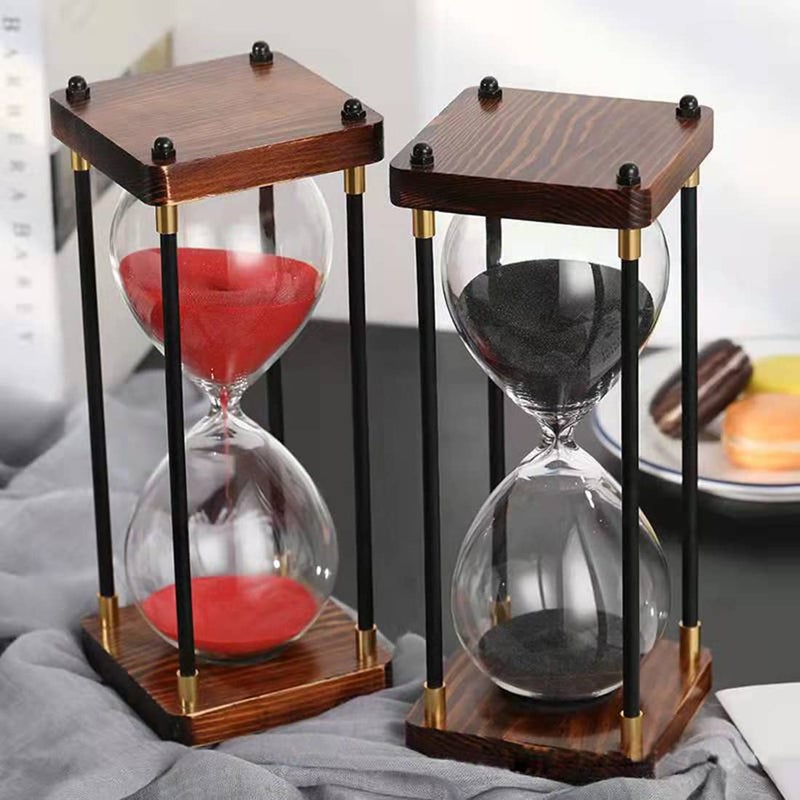 Lmzxmcy Large Sand Timer, Hourglass Timer 60 Minutes,Vintage Wooden Hour Glass Timer,Modern Home Kitchen Office Decoration (Red) - Image 5