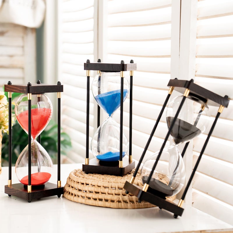 Lmzxmcy Large Sand Timer, Hourglass Timer 60 Minutes,Vintage Wooden Hour Glass Timer,Modern Home Kitchen Office Decoration (Red) - Image 4