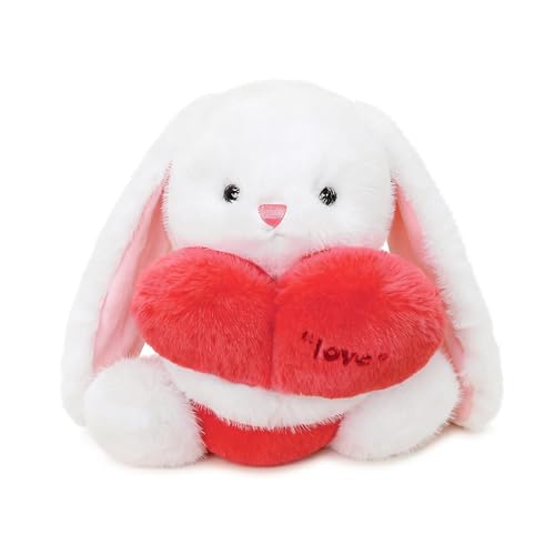 Ditucu Love Bunny Plush with Holding Red Heart 98 inch Cute Rabbit Stuffed Animal Soft Plushies Toys Romantic Sweet Gifts for Kids Girlfriend White - Image 1