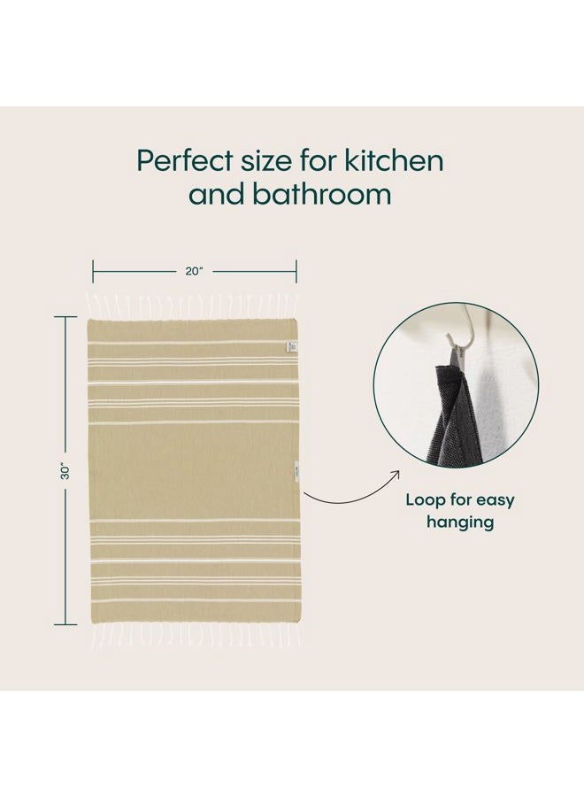 WetCat Turkish Hand Towels with Hanging Loop, Set of 2 (20" x 30") 100% Turkish Cotton, Pre-Washed, Quick Drying, for Kitchen or Bathroom - Pale Olive Green - Image 4