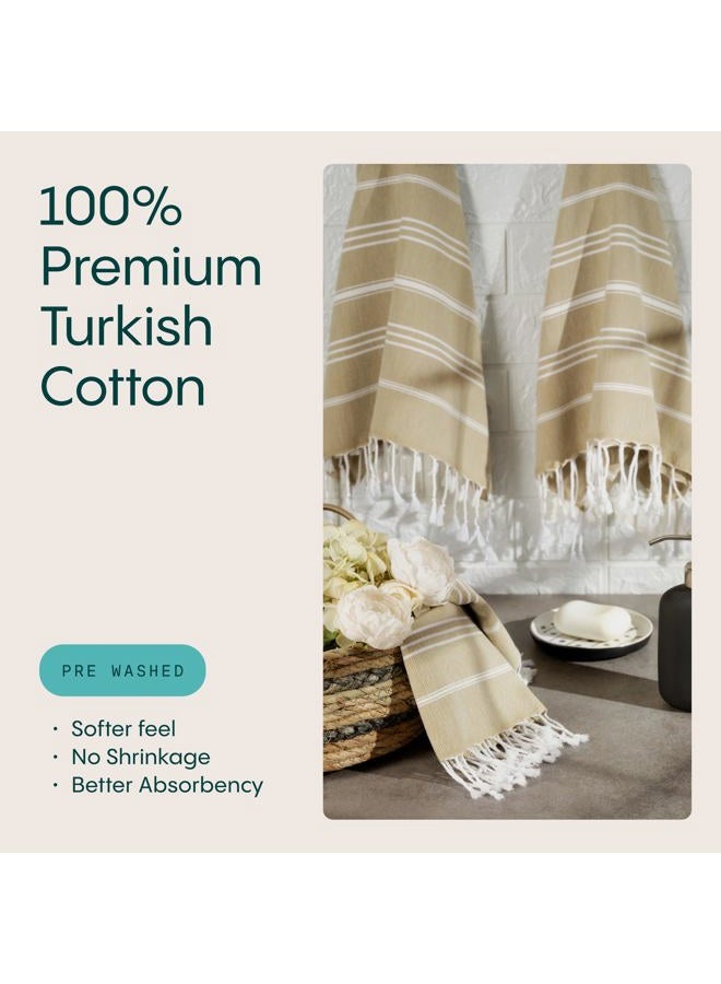 WetCat Turkish Hand Towels with Hanging Loop, Set of 2 (20" x 30") 100% Turkish Cotton, Pre-Washed, Quick Drying, for Kitchen or Bathroom - Pale Olive Green - Image 3