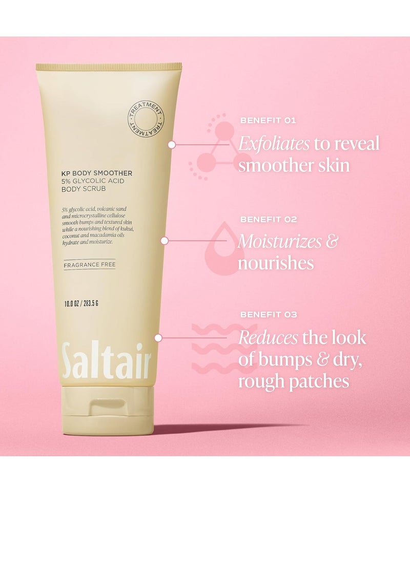 Saltair Saltair KP Body Scrub. 5% Glycolic Acid Treatment with Volcanic Sand and Plant Moisturizers. Fragrance-Free Physical Chemical Exfoliator. Exfoliating Body Scrubber for Rough Bumpy Skin, 10oz.  - Image 3