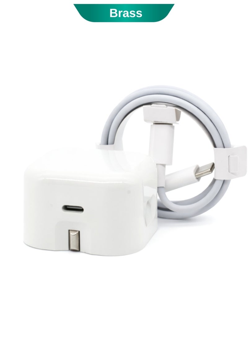 Brass شاحن سريع 45 واط، محول USB-C PD مع كابل من النوع C إلى النوع C، شاحن صغير الحجم عالي السرعة لأجهزة أندرويد، سامسونج، آيفون، تابلت، ولابتوب - Image 2