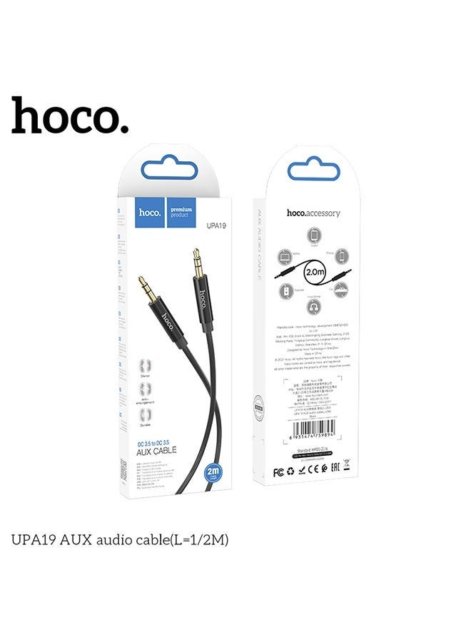 hoco. UPA19 Cable 3.5mm to 3.5mm audio AUX(L=2M, Black)  - Image 4