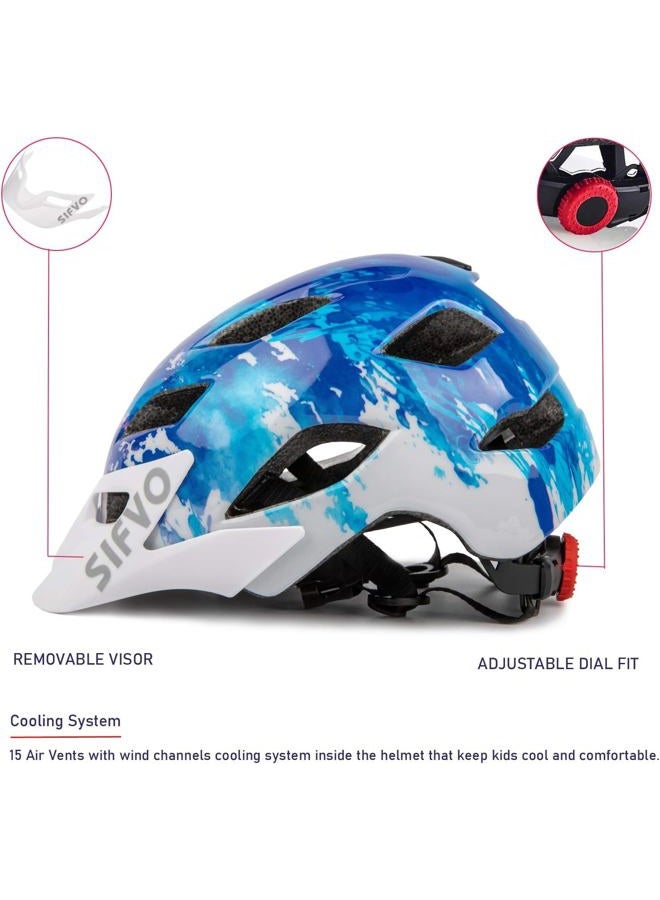 SIFVO Kids Helmet, Kids Bike Helmet Boys and Girls Bike Helmet with Cool Visor Helmet for Kids 5-14, Kids Bike Helmets Youth Bike Helmet Adjustable & Lightweight 50-57cm (Navy Blue) - Image 2