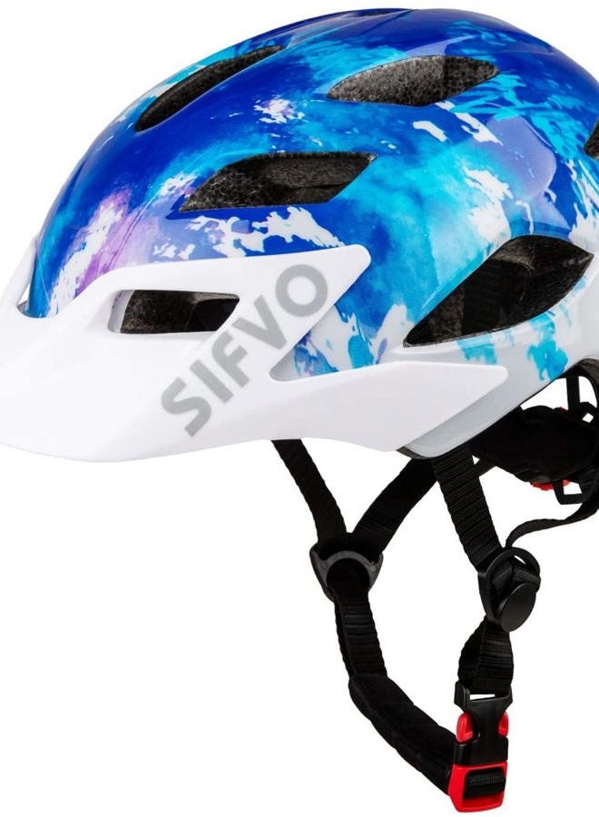 SIFVO Kids Helmet, Kids Bike Helmet Boys and Girls Bike Helmet with Cool Visor Helmet for Kids 5-14, Kids Bike Helmets Youth Bike Helmet Adjustable & Lightweight 50-57cm (Navy Blue) - Image 1