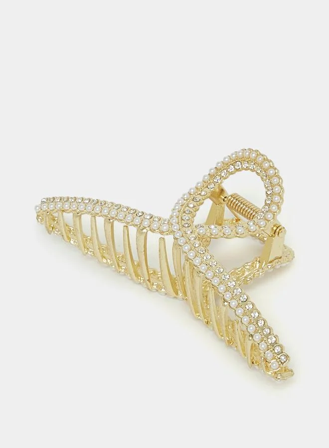 Styli Faux Pearl Embellished Hair Claw