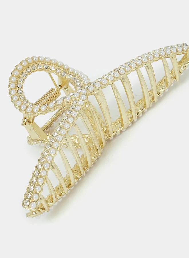 Styli Faux Pearl Embellished Hair Claw
