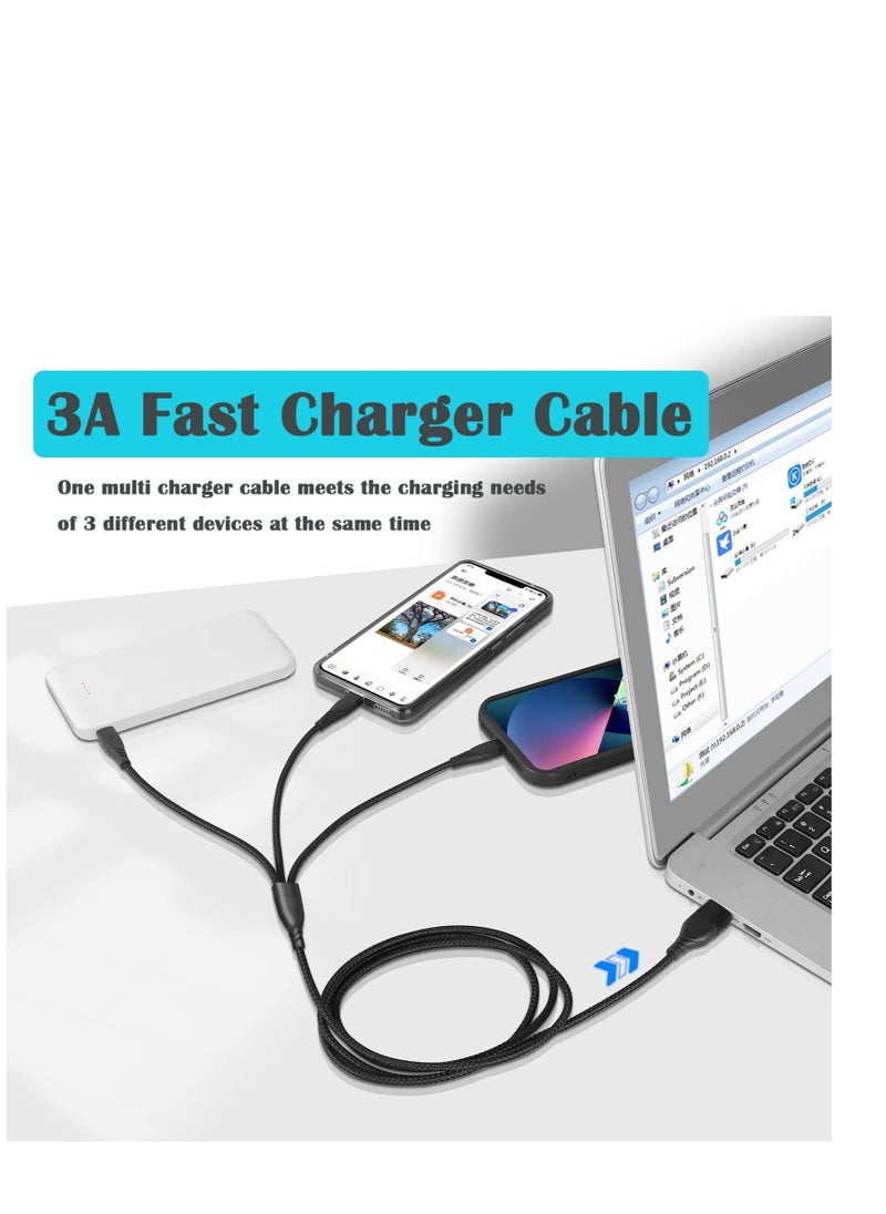 Generic - Multi Charger Cable, 1.2M Nylon Braided 5 in 1 Multi USB A/C Fast Charging Cable, with Micro USB Type C Multi Charger Connector, for Apple, Android Galaxy, Huawei, Sony, Kindle LG - Image 1