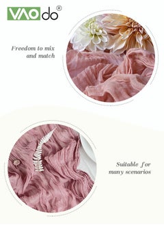 VAOdo Translucent Table Runner Chessian Tablecloth for Wedding Reception Bridal Shower Party Decoration Table Centerpiece 90*340CM Pink  - Image 5