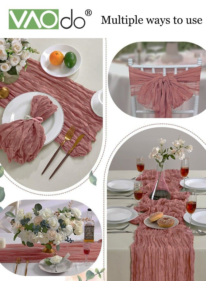 فاو دو مفرش مائدة شفاف ، مفرش طاولة شيساني لحفلات الزفاف وحفلات الزفاف وحفلات الزفاف ، قطعة مركزية للطاولة 90 * 340 سم وردي - Image 3
