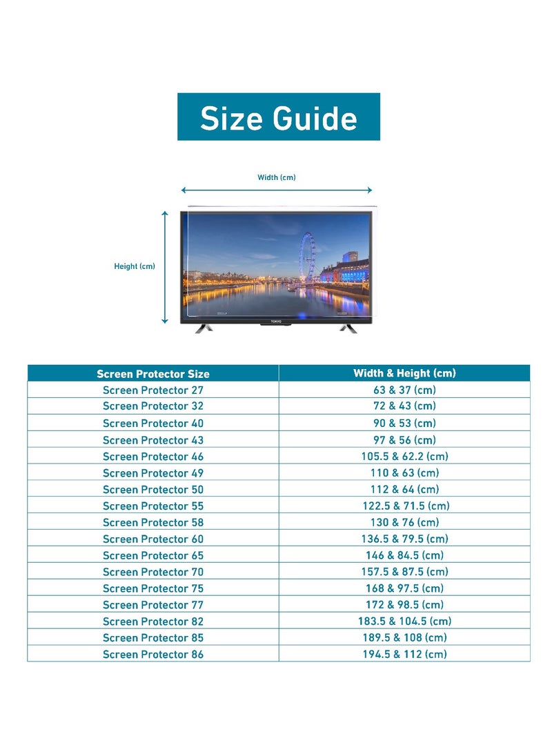 Sea Technology - 40 Inch Tv Screen Protector, Made of Solid Acrylic Material with a Thickness of 3 mm, Anti Blue light, Anti Scratches, Guard against Radiation, Compatible with all Types of Tv screens - Image 1