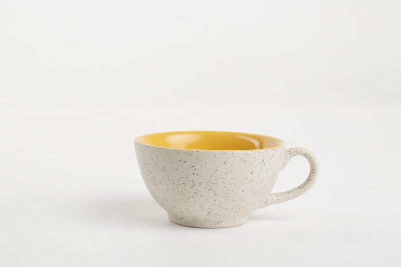 Caffeine Ceramic Handmade White Matte Mustard 2 in1 Tea Pot Set of 2 Single Kettle with Cup - Image 5