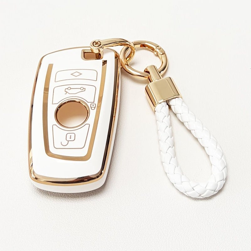 Gray Blue Advanced Soft TPU Key Box Compatible With Remote Keys For Select Vehicle Models Including X1 X3 X4 X5 X6 1 2 4 5 6 7 M3 M5 M6 GT3 GT5 G30 F10 F15 F16 F20 With Keychains - Image 3