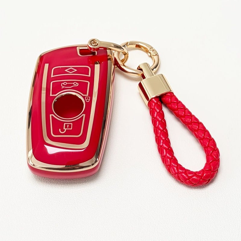 Gray Blue Advanced Soft TPU Key Box Compatible With Remote Keys For Select Vehicle Models Including X1 X3 X4 X5 X6 1 2 4 5 6 7 M3 M5 M6 GT3 GT5 G30 F10 F15 F16 F20 With Keychains - Image 2