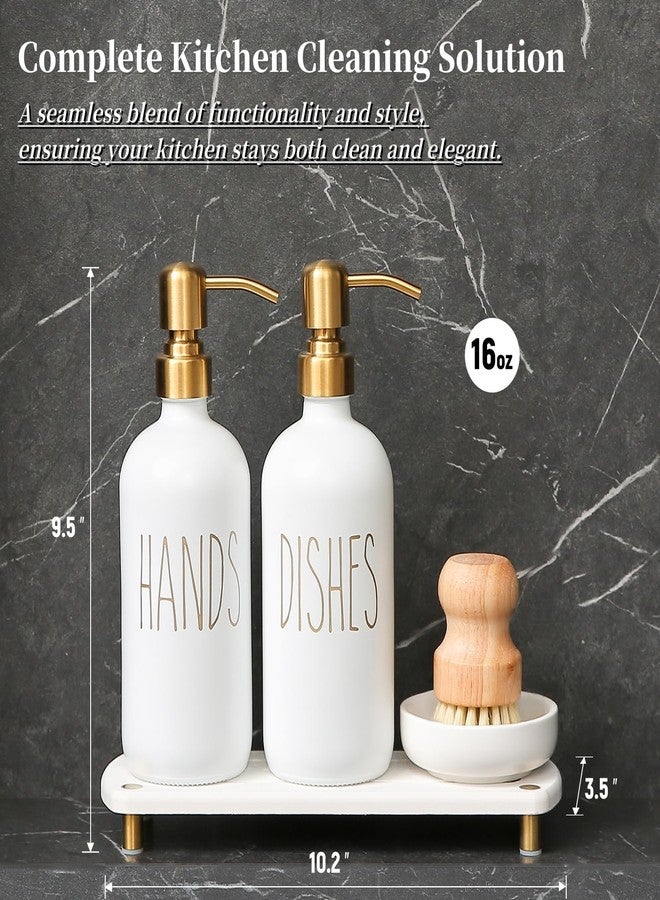 MOMEEMO Gold Soap Dispenser Set Comes with Stainless Steel Pumps, Instant Dry Tray, and Dish Scrub Brush, Suitable for Kitchen Decor and Accessories. (Gold) - Image 2