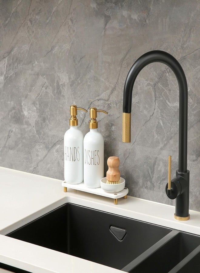 MOMEEMO Gold Soap Dispenser Set Comes with Stainless Steel Pumps, Instant Dry Tray, and Dish Scrub Brush, Suitable for Kitchen Decor and Accessories. (Gold) - Image 3