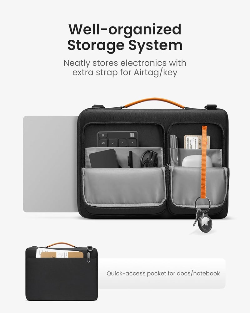 Tomtoc حقيبة كتف واقية للكمبيوتر المحمول بزاوية 360° للكمبيوتر المحمول بحجم 15.6 بوصة، تناسب Acer Aspire 3/5/7، Dell Inspiron/XPS، ASUS ROG/TUF، Lenovo ThinkPad L/E/T/P/V، حقيبة ملحقات مقاومة للماء - Image 3