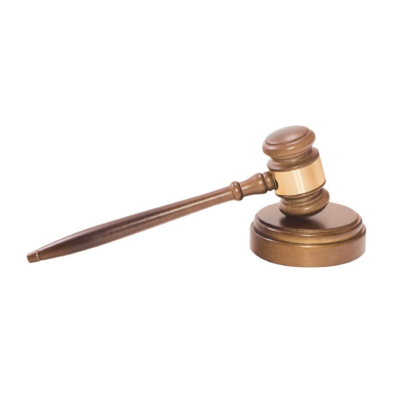 ADVANTUS Corporation Gavel Set with Sound Block and Brass Engraving Band Walnut 60001