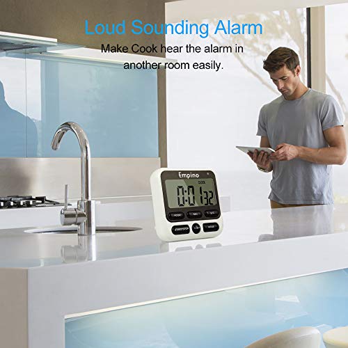 Empino Digital Kitchen Timer, Cooking Timer, 12-Hour Display Clock, Large Display, Strong Magnet Back, Loud Alarm, Memory Function, Count-Up & Count Down for Cooking Baking Sports Game Office Exercise - Image 5