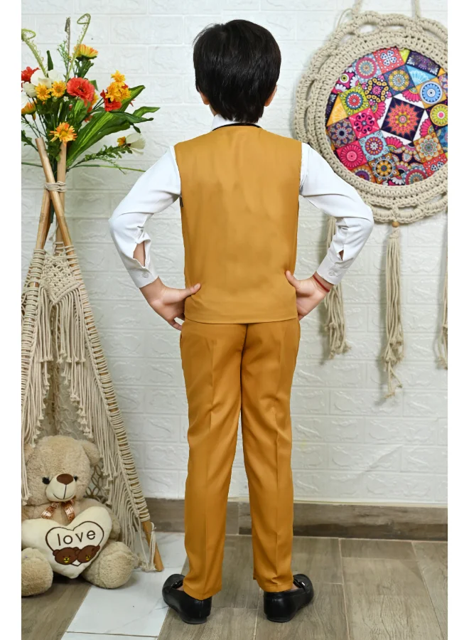 BT DEZINES Mustard 3 Piece Suit Set for Boys