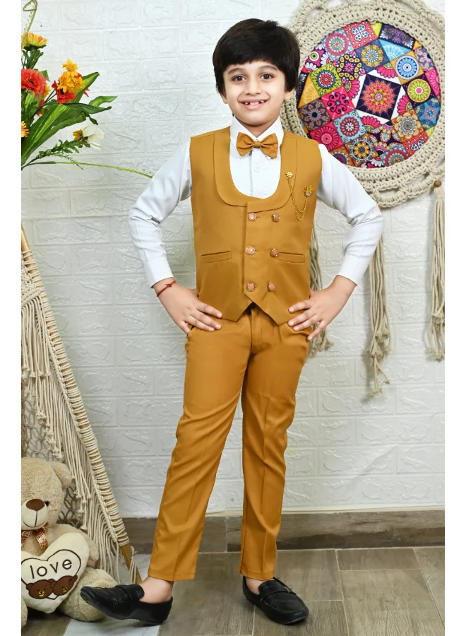BT DEZINES Mustard 3 Piece Suit Set for Boys