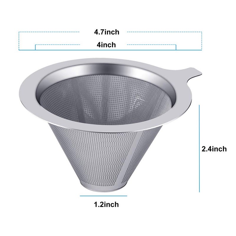 Annmexx Upgraded Pour Over Coffee Filter  Coffee Dripper  Paperless Mess Stainless Steel Coffee Filter  Maker One To Two Cup Coffee  Easy To Use And Clean (1-2Cups) - Image 2
