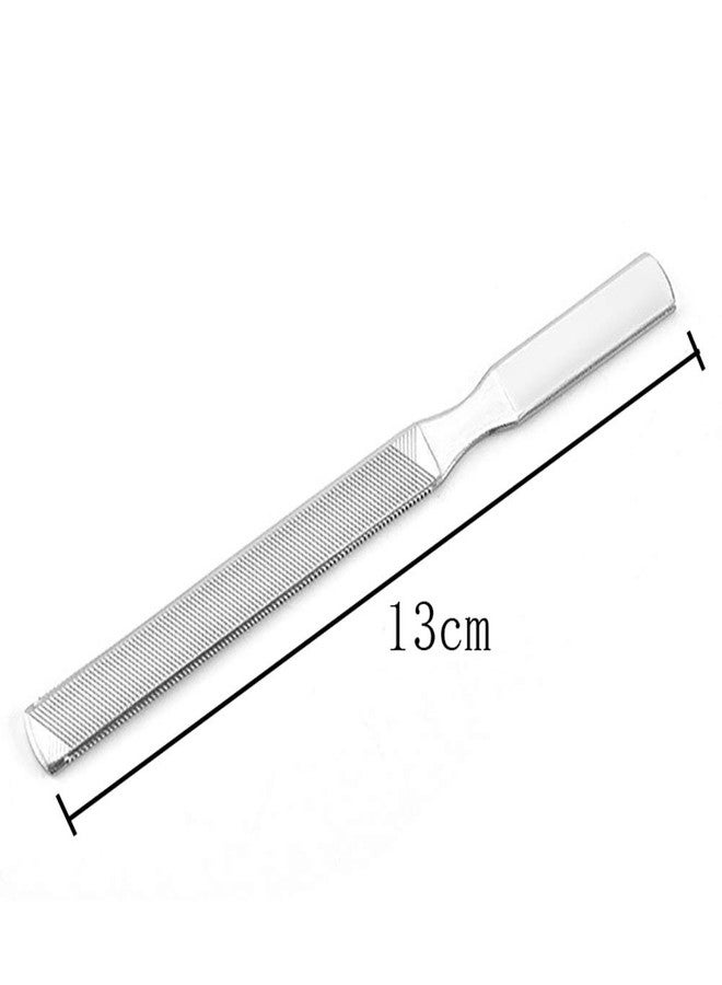 lasenersm 2 Pieces Stainless Steel Nail File 4 Sides Nail File Metal Buffer Fingernails Toenails Manicure Files for Salon and Home(5 Inch) - Image 2