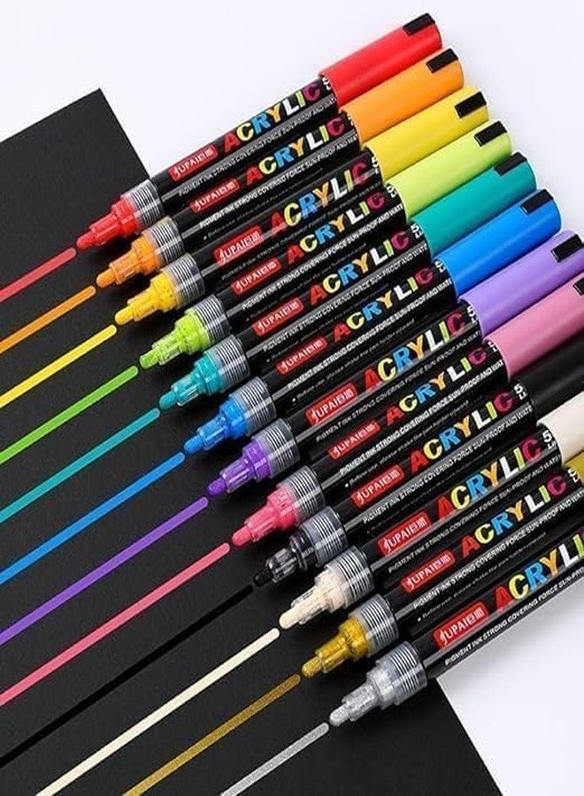 ADOERE أقلام تلوين أكريليك من أدويري، أقلام تلوين فنية برأس متوسط لأعمال يدوية على الزجاج والسيراميك والصخور والخشب والقماش والمعادن والأقمشة، أقلام أكريليك عالية الصبغة (متعددة الألوان) (عبوة من 24 قلمًا) - Image 3