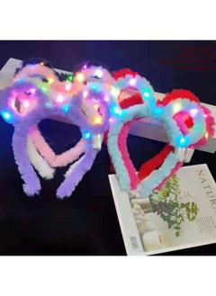 Generic Luminous Rabbit Ears Headband Plush Mickey Headwear Luminous Headband Cat Ears Sweep Code Activity Small Gift-Color:Glowing Mickey Headband Purple  - Image 1