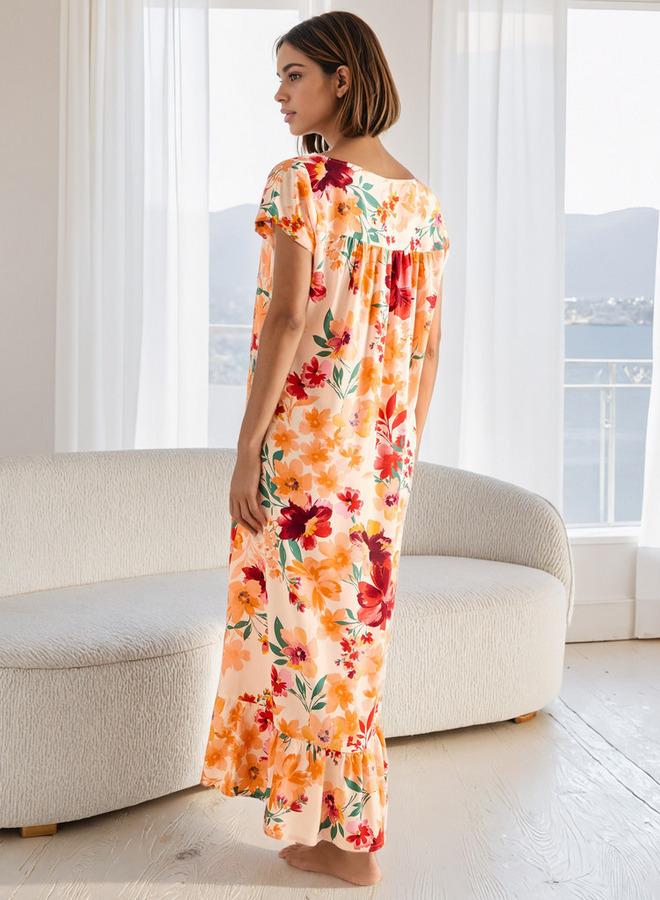 سبلاش فيڤ قميص نوم بطبعة زهور - Image 3