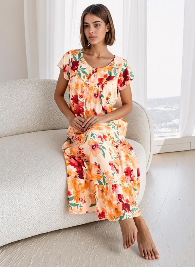 سبلاش فيڤ قميص نوم بطبعة زهور - Image 1