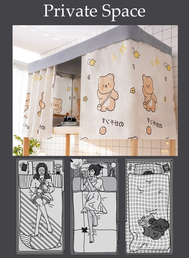 DUNISO Blackout Upper Berth Bunk Bed Curtains Dormitory Room Lightproof Decorative Roommate Privacy Cover Canopy Photo Background Decor Backdrop Blackout Curtain 3 Panels with a Top - Image 2